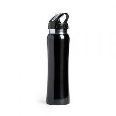 Бутылка для воды SMALY с трубочкой, черный, 800 мл, нержавеющая сталь