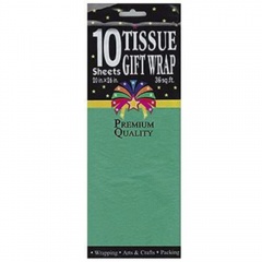 Упаковочная бумага "Тишью", зеленый, 10 листов в упаковке, размер листа 50*66 см