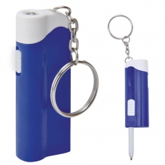 Брелок-фонарик с ручкой; белый с синим, 2,2х6,5х1,3см, пластик