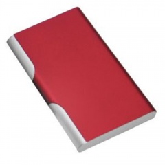 Визитница с брелоком; красный; 9,6х6,2 см; металл