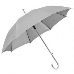 Зонт-трость с пластиковой ручкой "под алюминий" "Silver", полуавтомат; серый; D=103 см;