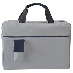 Конференц-сумка "Sense"; серый с синим; 37х27x8 см; полиэстер
