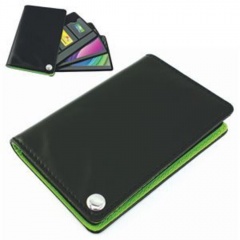 Футляр для пластиковых карт, визиток, карт памяти и SIM-карт, черный с зеленым, 7х10,3х1,2 см; искусственная кожа
