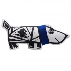 Игрушка« Собака в шарфе», большая, белая с синим