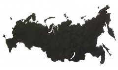 Деревянная карта России, черная