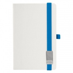РАСПРОДАЖА 449 р.Записная книга LANYBOOK, А6, обложка Tucson белый, резинка синяя, блок линейка, шильд