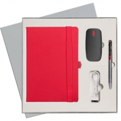 Подарочный набор Portobello/Alpha красный (Ежедневник недат А5, Ручка, Power Bank)
